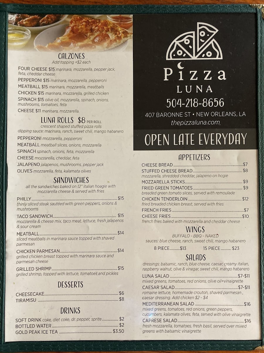 Pizza Luna Menu - Image 1